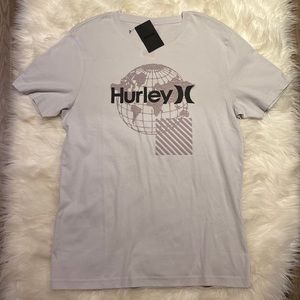 Hurley T-shirt Earth Graphic Mist Grey Black logo Men’s Size Medium NWT NEW